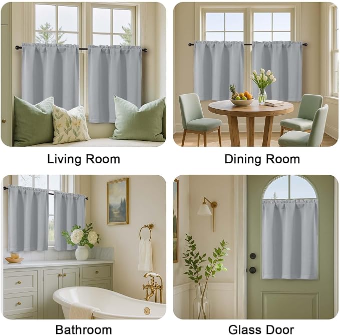 OVZME Silver Grey Blackout Curtains - Image 9