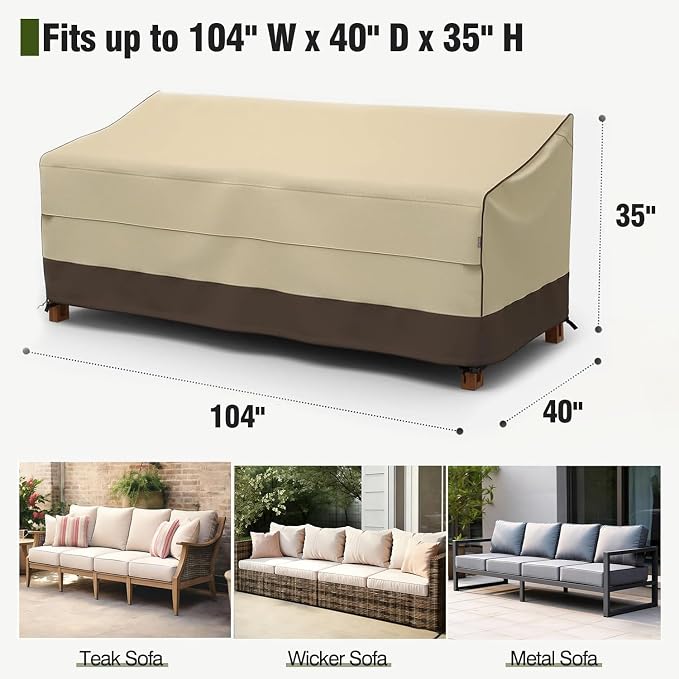 MR. COVER 4-Seater Outdoor Couch Cover Waterproof, 104 Inch Patio Furniture - Image 2