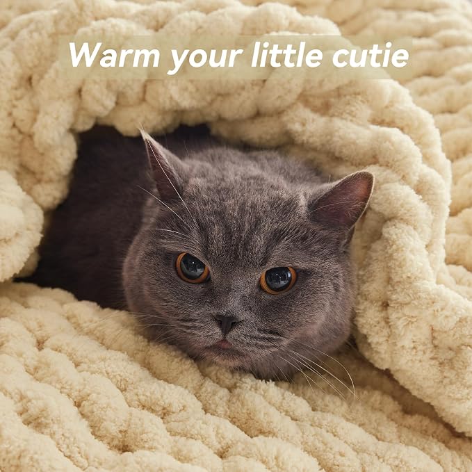 Negwoo Chunky Knit Throw Blanket, Handmade Oatmeal Crochet Big Thick Blanket - Image 4