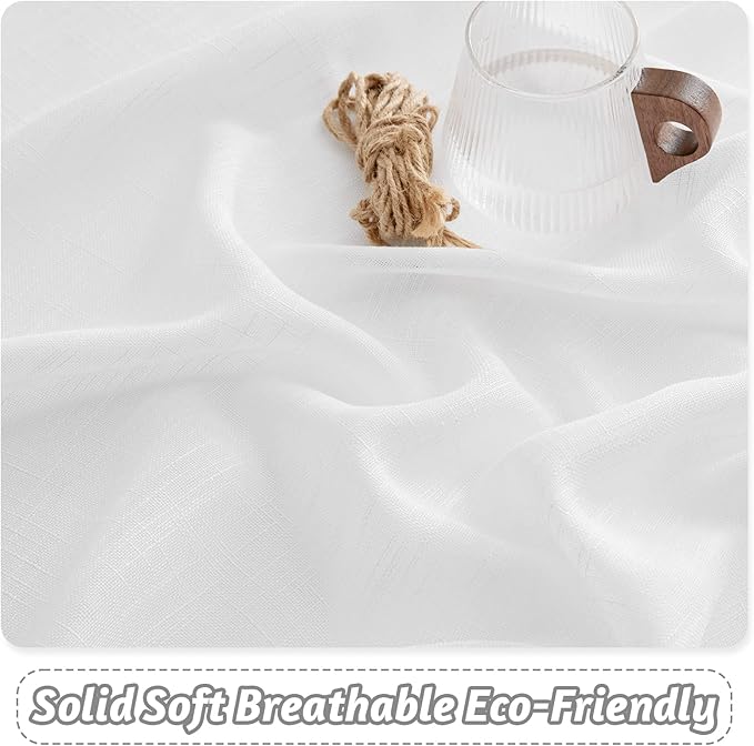 RYB HOME Bathroom Curtains Over Sink 36 inches Length, Linen Blend Semi Sheer - Image 4