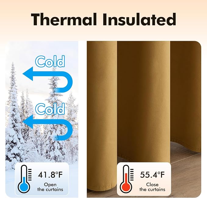 MIULEE 90 Inches Velvet Curtains Gold Elegant Grommet Curtains Fall Thermal - Image 5