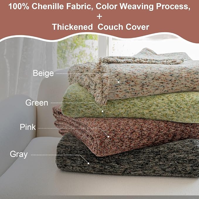 ROOMLIFE Pink Couch Covers for 3 Cushion Couch Sofa, Chenille Sofa Couch - Image 8