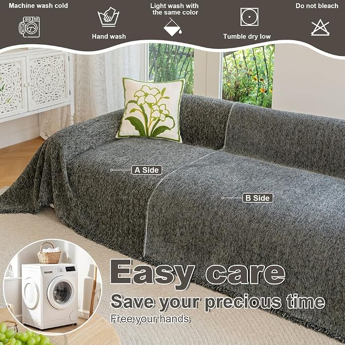 ROOMLIFE Gray Couch Cover Boho Sofa Covers - Image 4