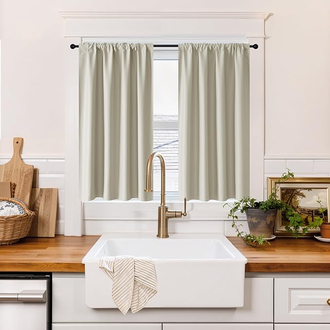 RYB HOME 100% Blackout Basement Curtains 36 inches Long, Heat & UV Blocking by RYBHOME