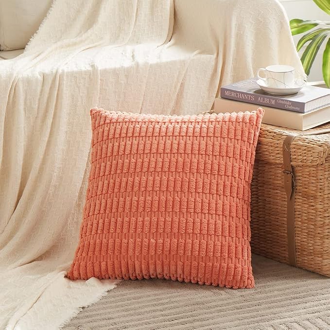 Fancy Homi 4 Packs Boho Coral Decorative Throw Pillow Covers 14x14 Inch - Image 2