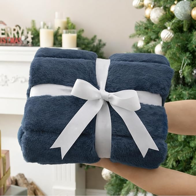 Cozy Bliss Deluxe Sheared Rabbit Faux Fur Throw Blanket, Soft Fuzzy High-Low - Image 4