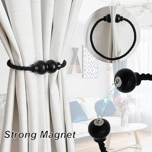2 Pack Magnetic Curtain Tiebacks Modern Handmade Rope Curtain Tie Backs - Image 2