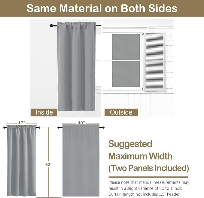 OVZME Silver Grey Blackout Curtains - Image 2