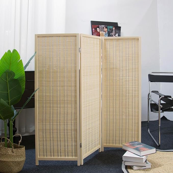 Furnnylane 3 Panel Short Room Divider Screen, Small Bamboo Panel Divider - Image 5