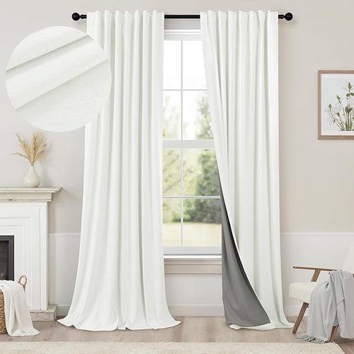 102 Inch Blackout Curtains 2 Panel Set Length Modern Decorative Dark Out Curtain by Pitalk
