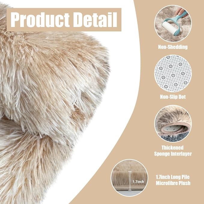 6x9 Fluffy Area Rug for Living Room, Shag Area Rugs for Bedroom, Soft Fuzzy Rug - Image 4