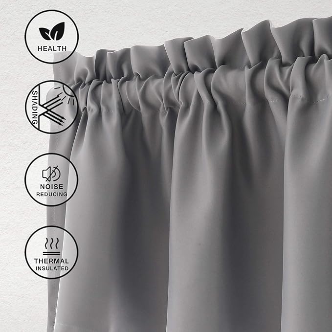 Hiasan Valance Curtains for Kitchen Blackout Thermal Insulated Solid Window - Image 2