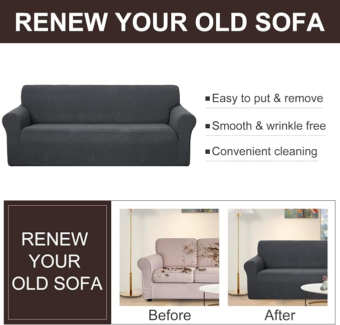 U-NICE HOME 4 Seater Stretch Couch Cover Sofa Cover Washable Sofa Slipcover - Image 5
