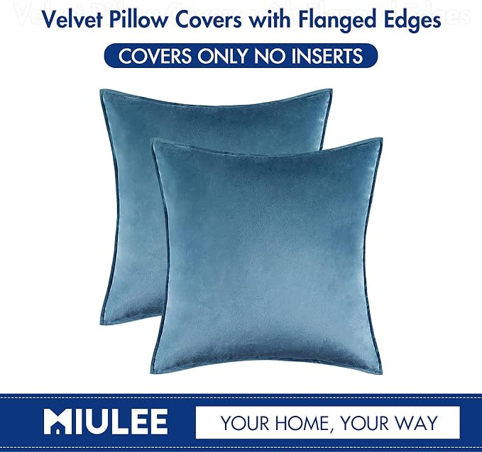 MIULEE Light Blue Velvet Throw Pillow Covers 18x18 Soft Decorative Solid Square - Image 7