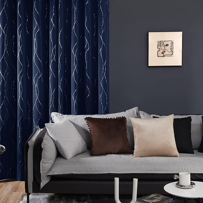 Deconovo Navy Blue Curtains, 42 x 72 Inch, Thermal Insulated Soundproof Privacy - Image 3