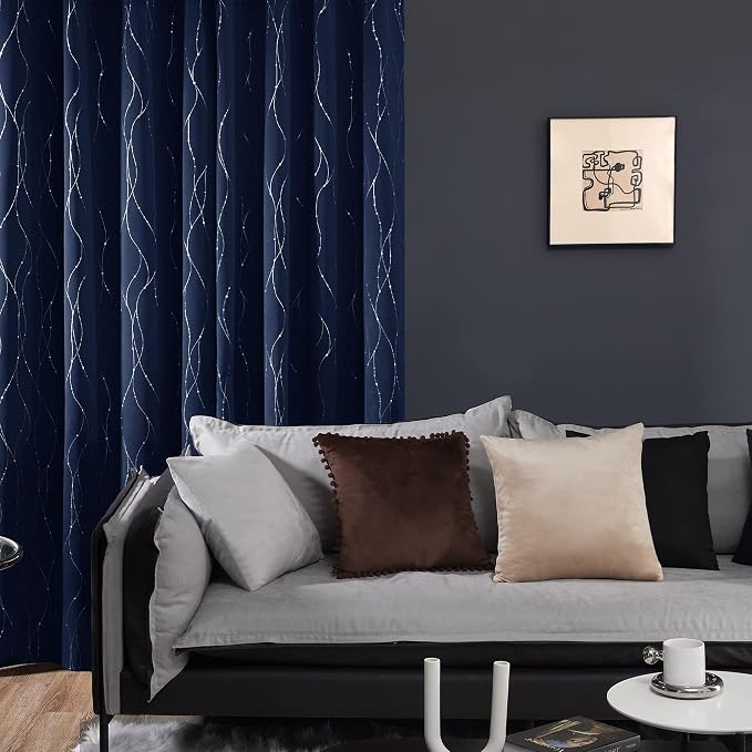 Deconovo Navy Blue Curtains, 42 x 84 Inch, Thermal Insulated Soundproof Privacy - Image 3