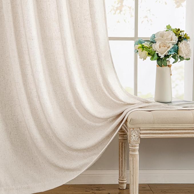 MIULEE Non-See-Through Privacy Linen Curtains 2 Panels, Light Filtering Window - Image 9