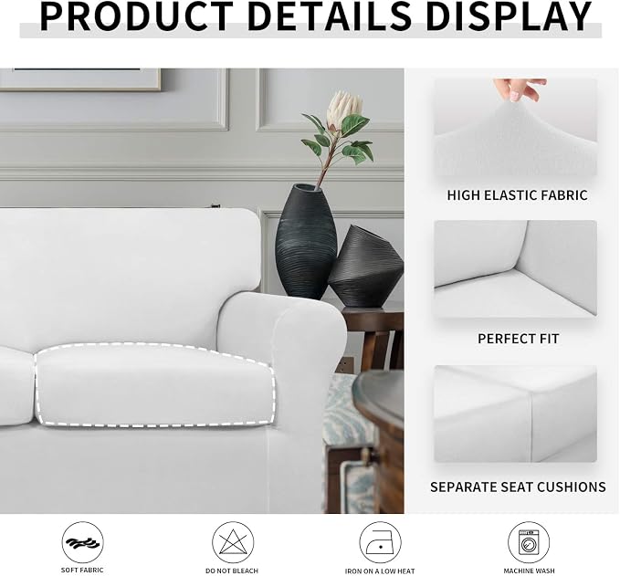Easy-Going 4 Pieces Stretch Soft Couch Cover - Image 4