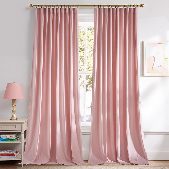 NICETOWN Pink Velvet Curtains 84 inch Long 2 Panels by NICETOWN