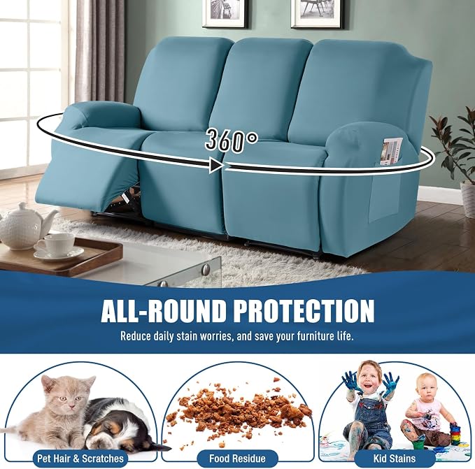TAOCOCO Recliner Sofa Slipcover, 3 Pieces Polyester Fabric Stretch Sofa Covers - Image 3
