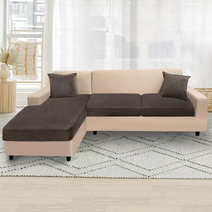 NAISI Sectional Couch Cover 3 Pieces Velvet Separate Couch Cushion Covers L - Image 5