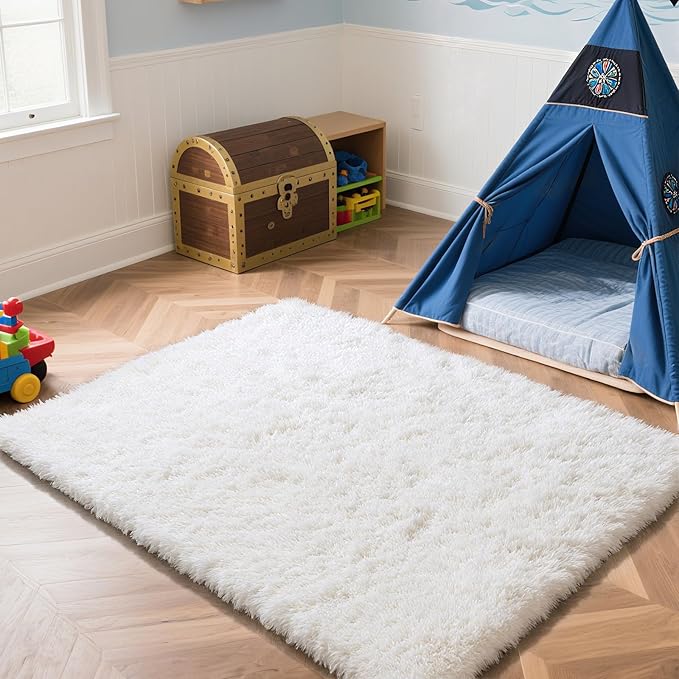 Fluffy Rug Shaggy Area Rug, Small Bedside Rug, Soft Fluffy Shaggy Entryway by Yongyangjuxi