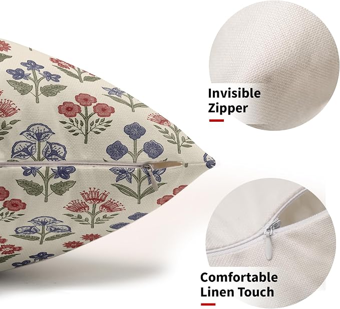 4th of July Patriotic Floral Pillow Covers 12x20 Inch Set of 2 - Image 2