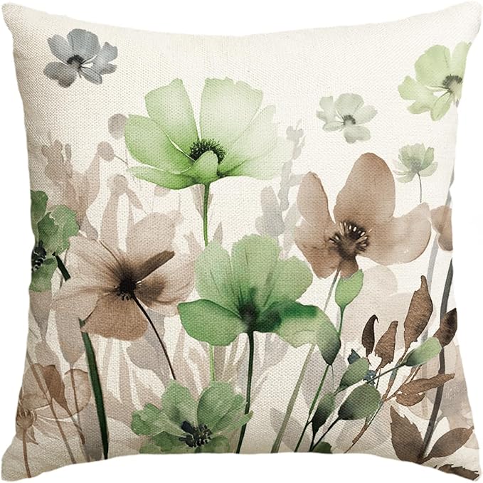 AVOIN colorlife Poppy Flowers Chinoiserie Spring Throw Pillow Cover, 18 x 18 by AVOINcolorlife