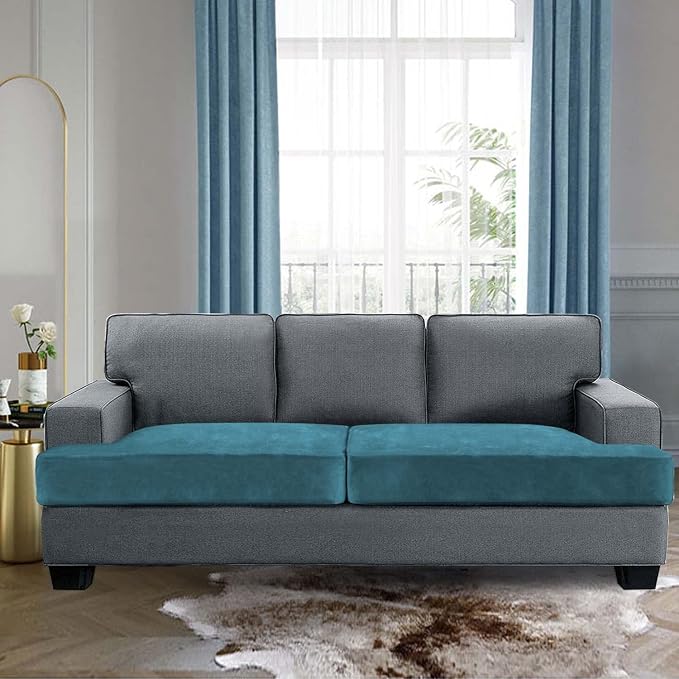 H.VERSAILTEX Stretch Velvet 2 Piece T Cushion Sofa Slipcovers Individually Sofa - Image 2