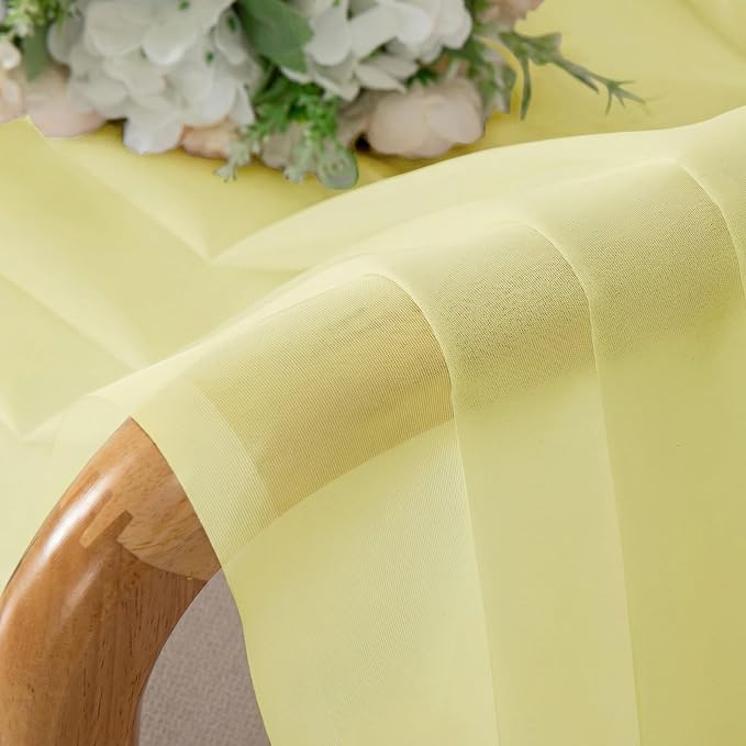 Simplebrand Light Yellow Sheer Curtains 63 Inch Length 2 Panels, Rod Pocket - Image 6