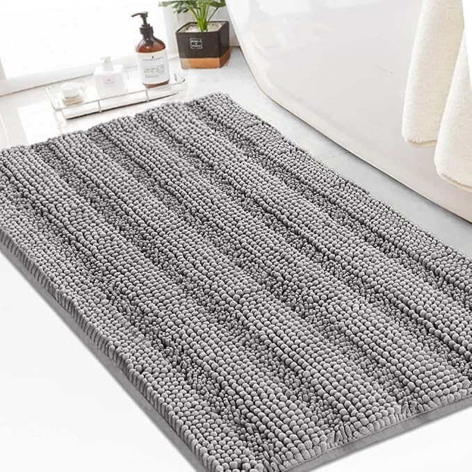 Turquoize Chenille Bath Rugs Shaggy Non-Slip Bath Mat 24 x 36 in Soft Absorbent by Turquoize