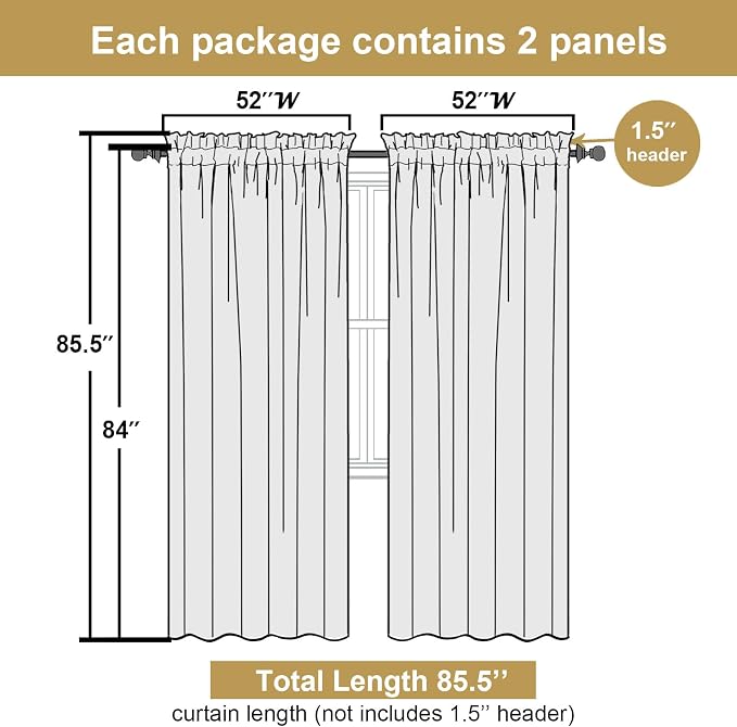 Lecloud Leia White Sheer Curtains 84 Inches Long 2 Panels, Airy Voile Jacquard - Image 2