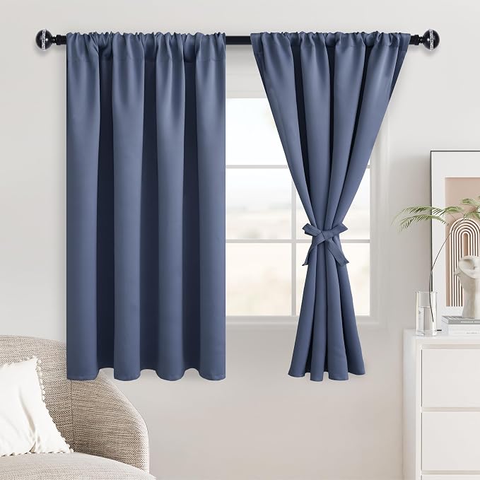 JIUZHEN Dusty Blue Blackout Curtains by JIUZHEN