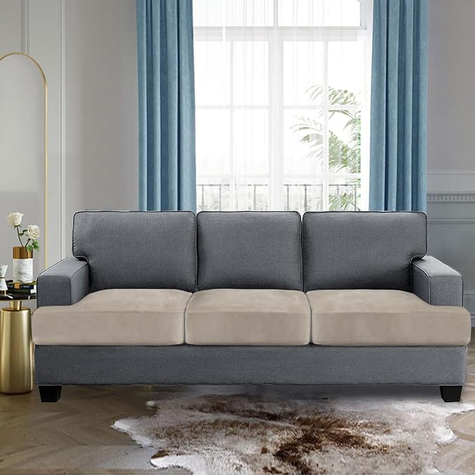 H.VERSAILTEX Stretch Velvet 3 Piece T Cushion Sofa Slipcovers - Image 2