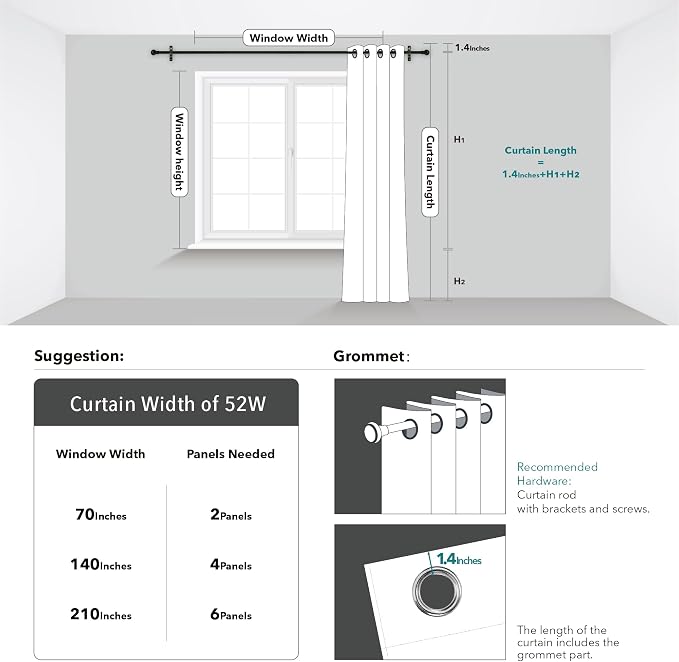 Deconovo Blackout Curtains, Thermal Insulated Soundproof Grommet Drapes - Image 6