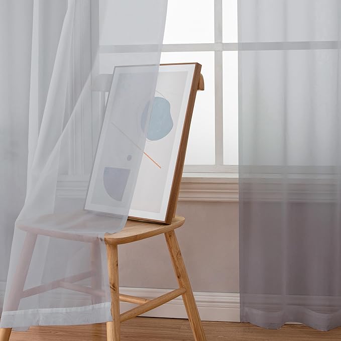 OWENIE Light Grey Sheer Curtains 78 inches Long 2 Panels Set - Image 7