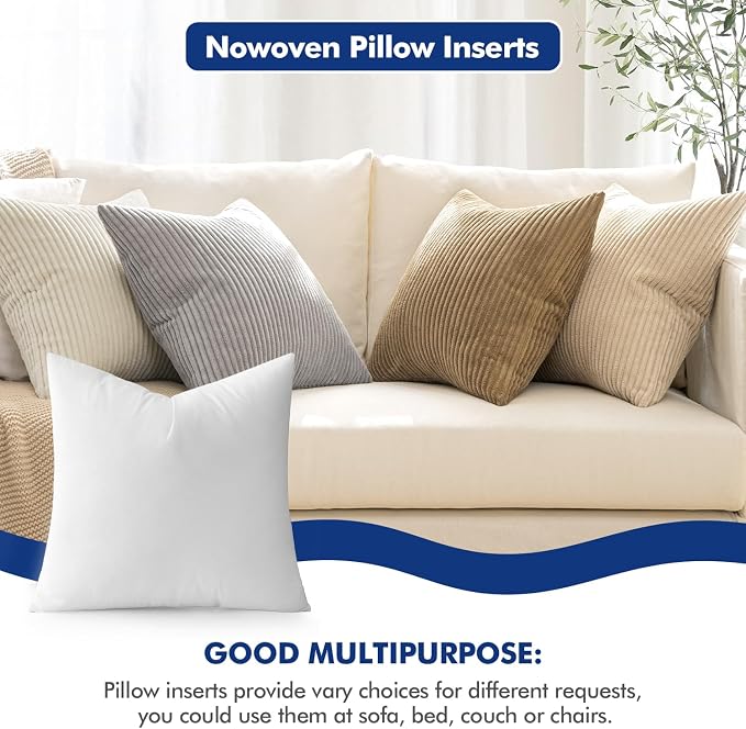 MIULEE 14x14 Pillow Inserts Set of 2, Square Decorative Throw Pillows Premium - Image 2