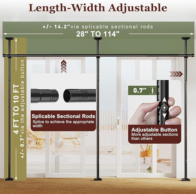 Goovilla Room Divider for Room Separation, Tension Curtain Rods No Drilling - Image 2