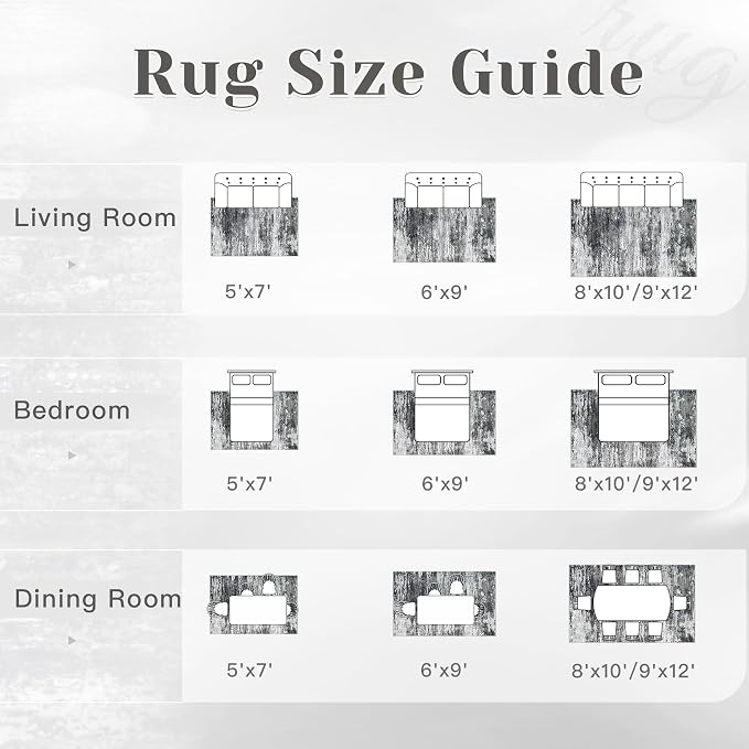 Washable Rug 6x9 Area Rugs for Living Room: Neutral Soft Rug Abstract Non Slip - Image 6