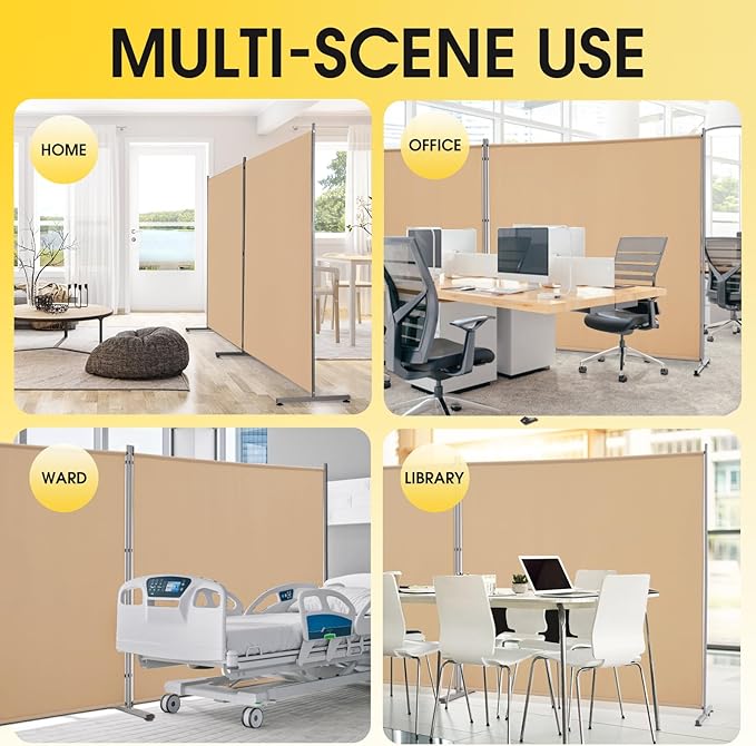 Rantila 2 Large Panels Room Divider, Portable Office Divider, Convenient Movable - Image 3