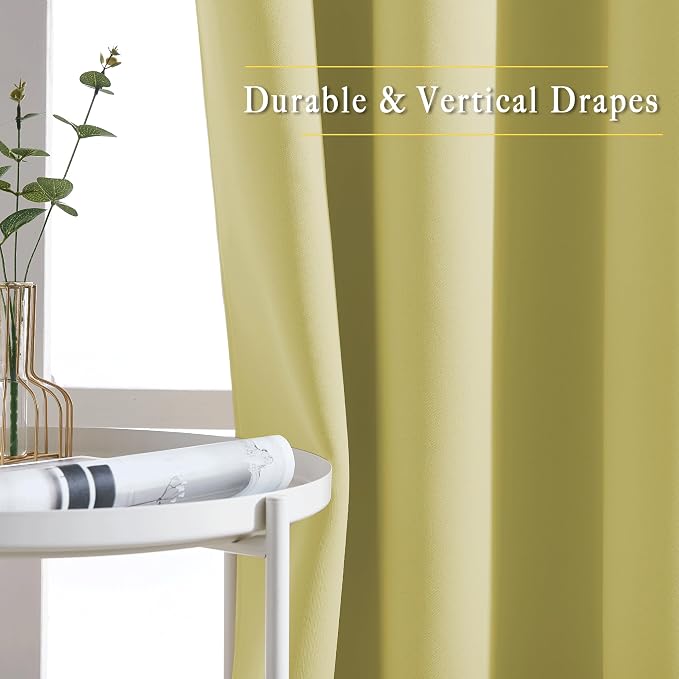 NICETOWN Paler Yellow Room Darkening Short Curtains - Image 5