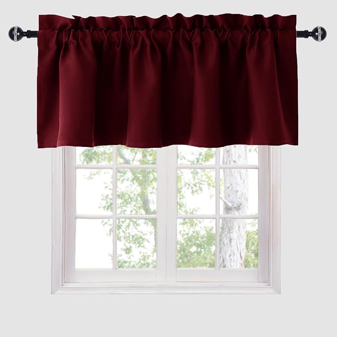 Hiasan Valance Curtains for Kitchen Blackout Thermal Insulated Solid Window by Hiasan