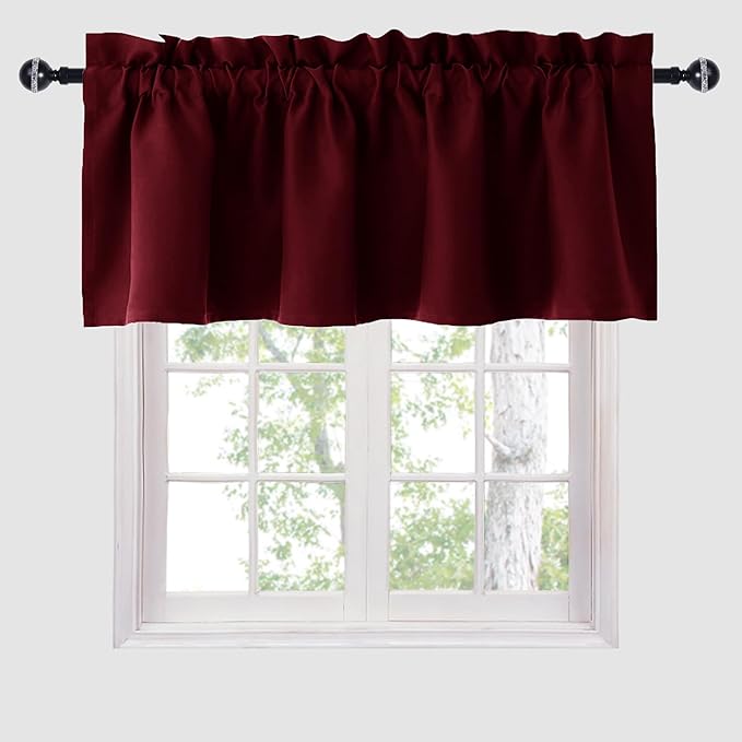 Hiasan Valance Curtains for Kitchen Blackout Thermal Insulated Solid Window by Hiasan