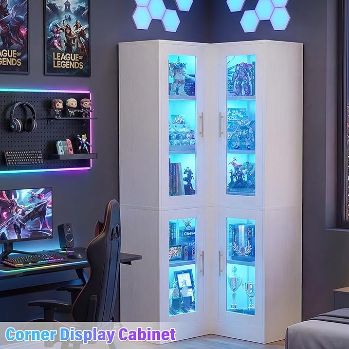 Armocity Corner Bookcase with Doors, 6-Tier Corner Book Shelf - Image 6