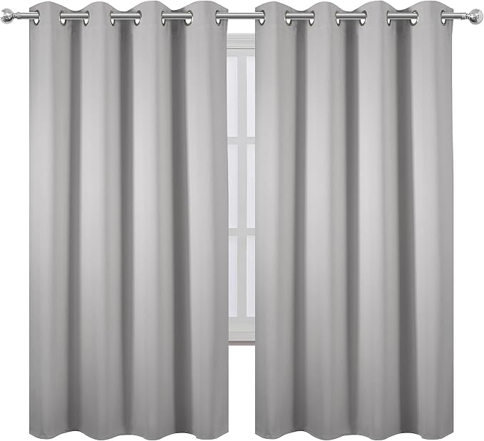 LEMOMO Light Grey Blackout Curtains 66 x 63 Inch Length/Set of 2 Curtain - Image 2