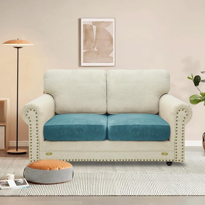 MAXIJIN Velvet Stretch Cushion Covers Couch Cushion Slipcover Loveseat Sofa - Image 2