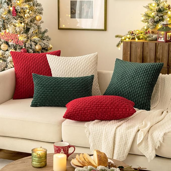 MIULEE Christmas Throw Pillow Covers Soft Corduroy Decorative Set of 2 Boho - Image 4