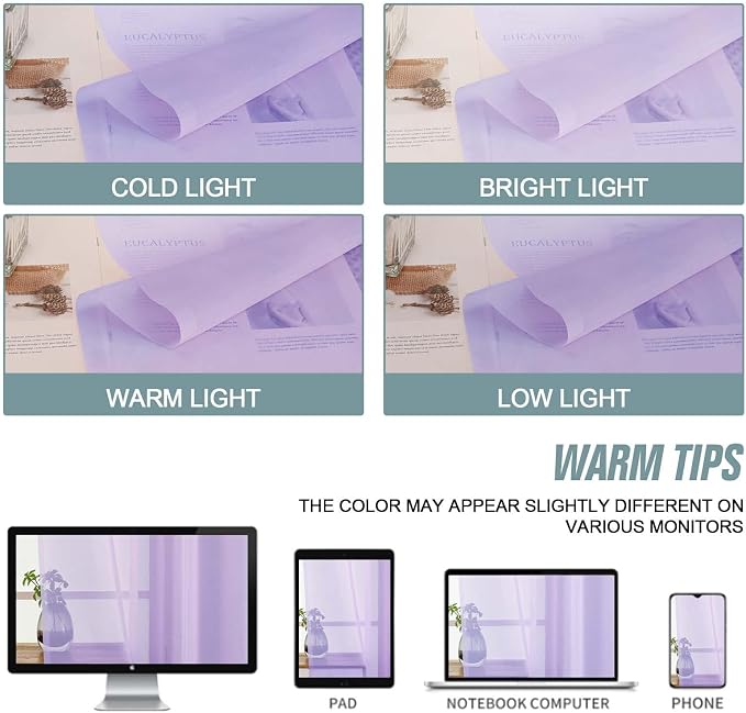 Lavender Sheer Curtains for Window 72 inches Long 2 Panels Set, Soft Airy - Image 6