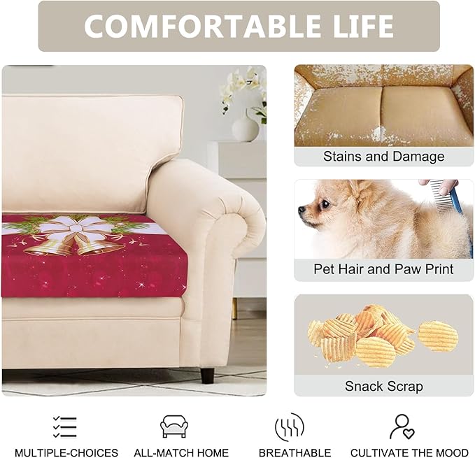 SearchI Stretch Christmas Sofa Couch Cushion Covers Replacement Chair Cushion - Image 4