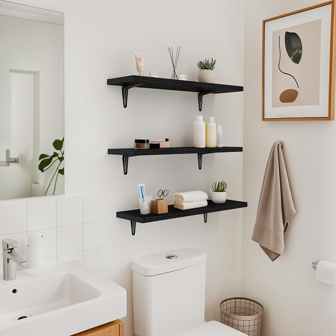 SKYSEN Floating Shelves for Wall Set of 6, 23.6in Wood Wall Shelf for Decor - Image 7